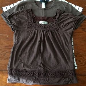 Decree Women's Cap Sleeve Blouse Top, Brown, Med